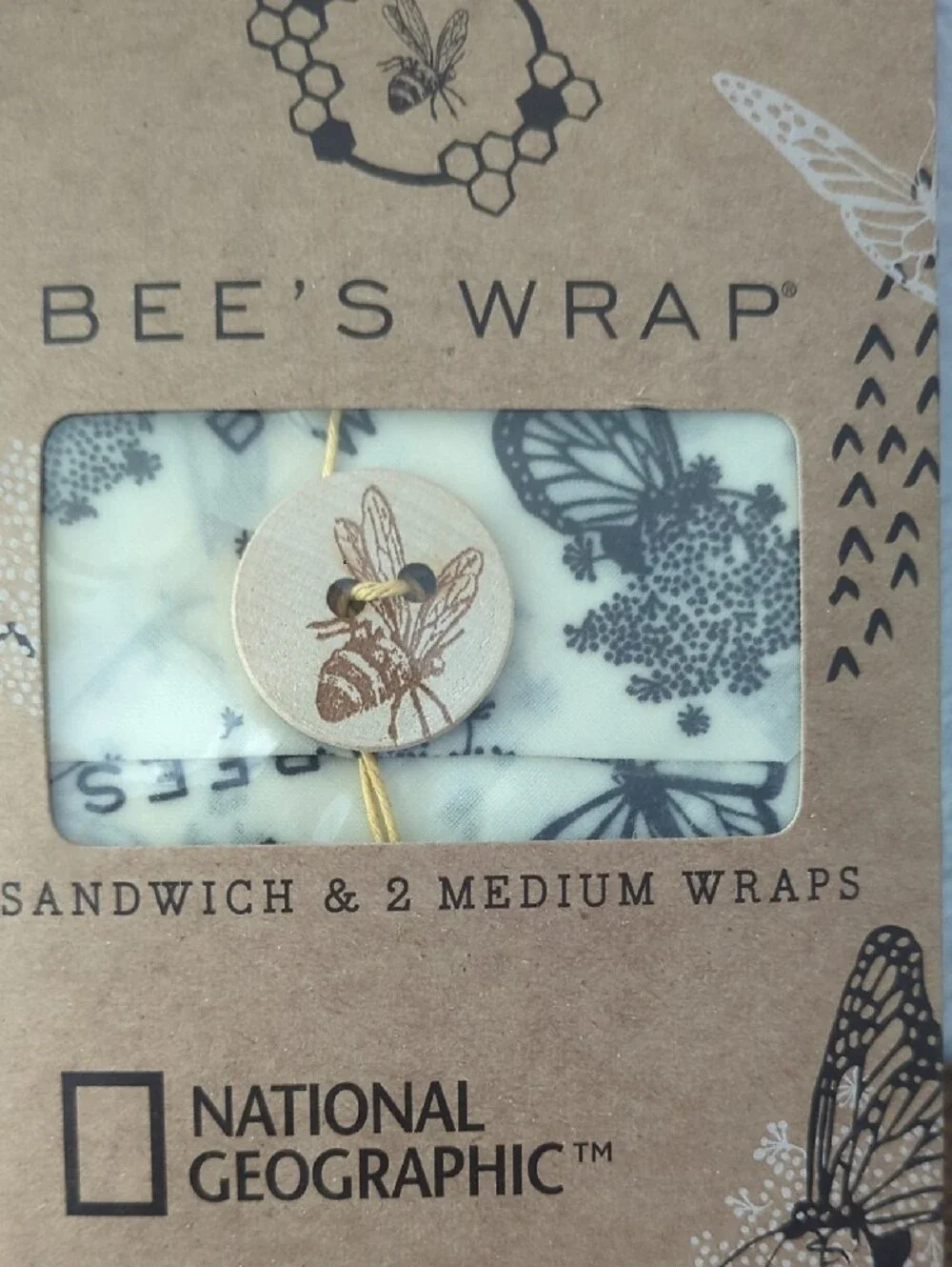 National Geographic Explorer Pack Reusable Food Wraps - Cream/Black